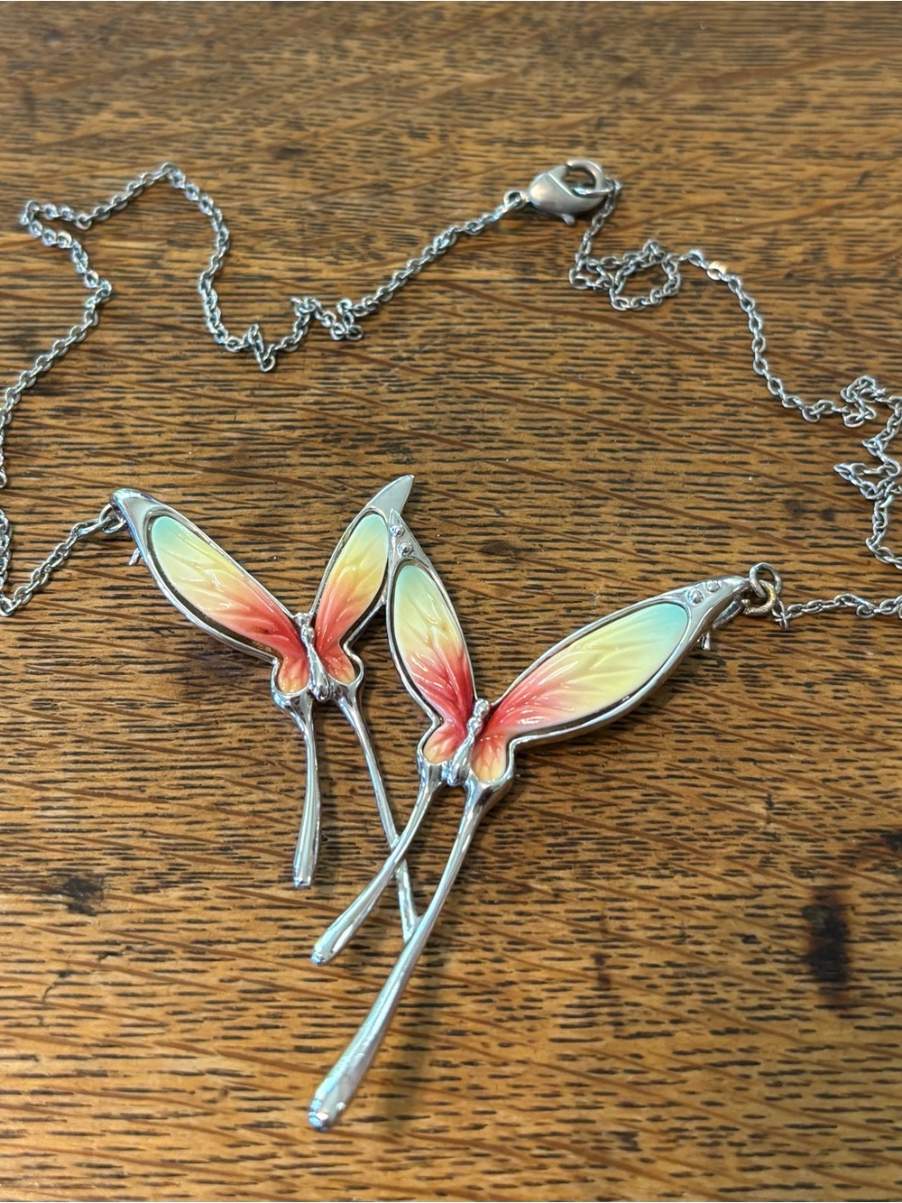 Signed Franz Double Butterfly Necklace